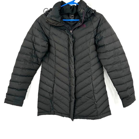 The North Face Size Small Women's Puffer Coat Black Goose Down Filled‎ Hooded - Picture 1 of 5